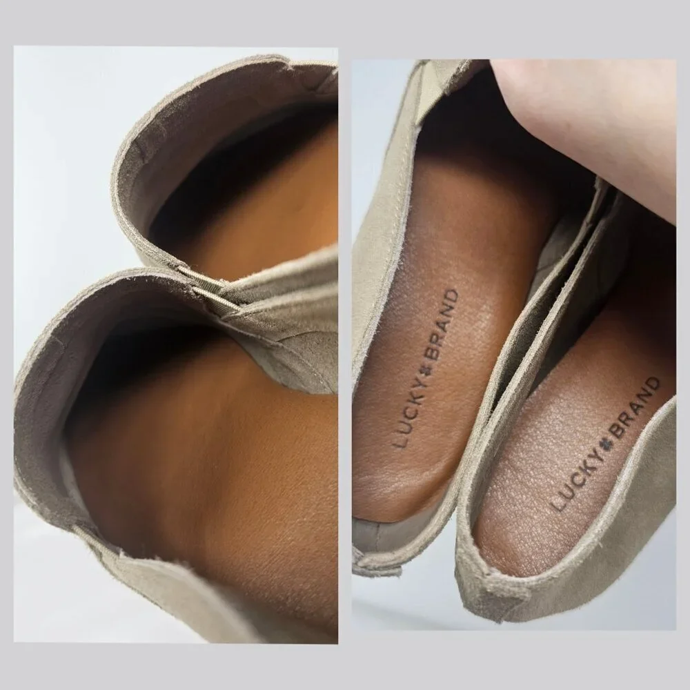 Lucky Brand Beige/Tan Suede Loafer Flats Slip On Shoes Womens Size 9